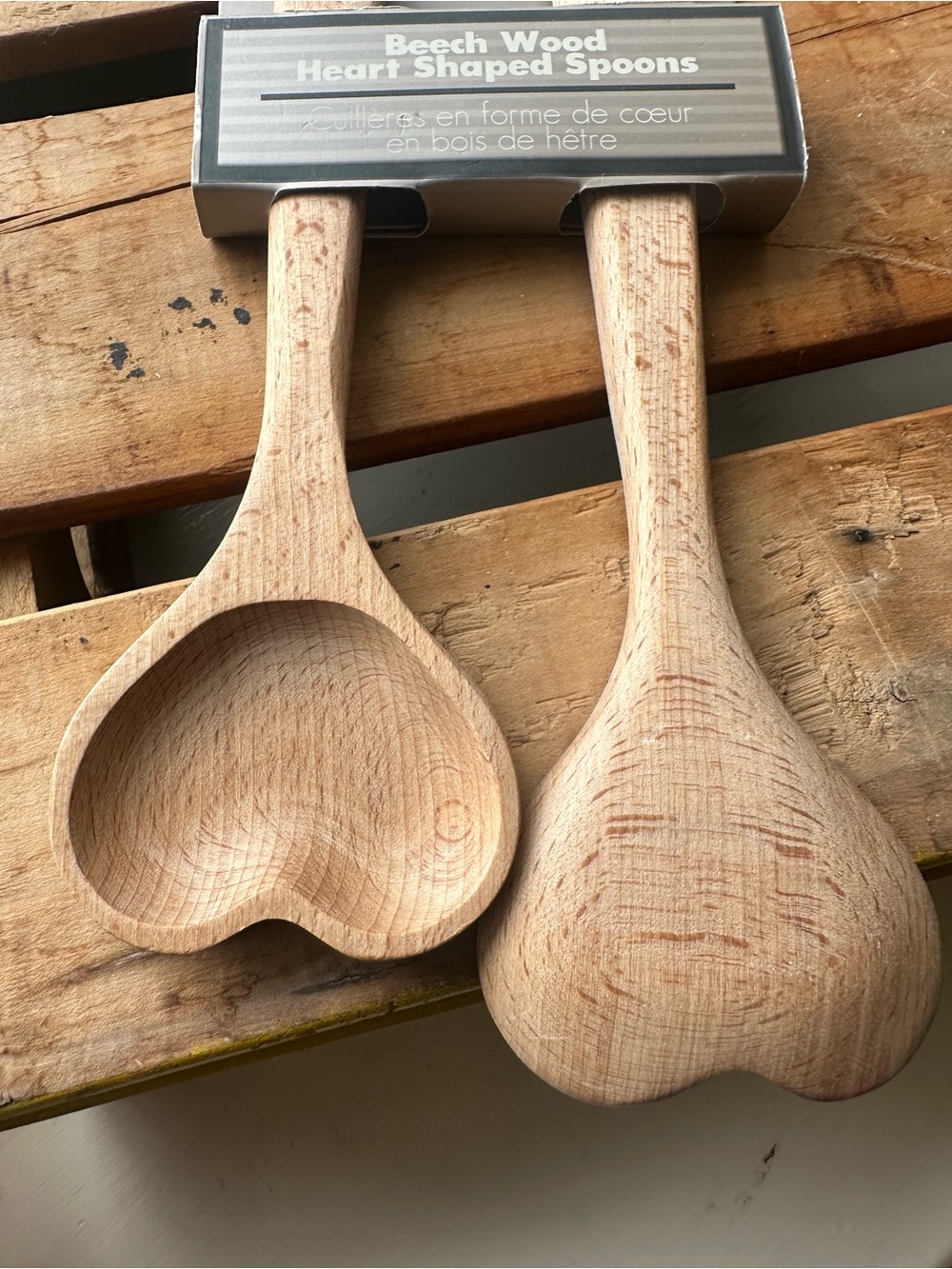 Cook's Corner Beech Wood Heart Shaped Spoons - New - Picture 3 of 5